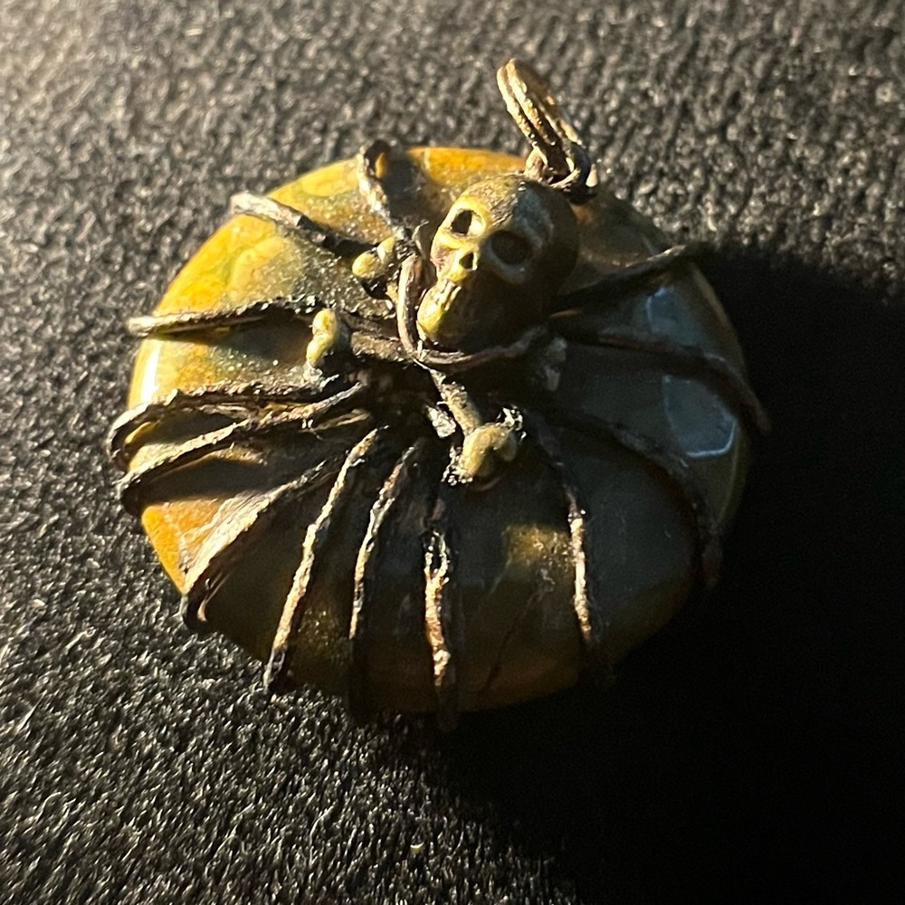 Spider Skull Ocean jasper  Pendant